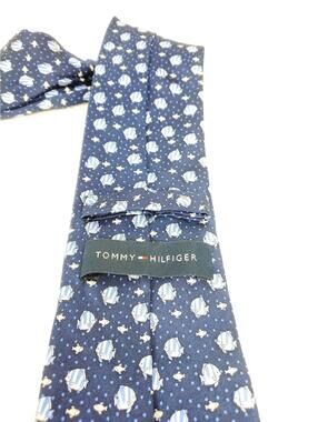 Tommy Hilfiger Blue Fish Mens Blue Silk Tie Nautical Ocean Beach
